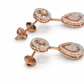  Round & Pear Cut Tiered Drop Diamond Dangle Earring