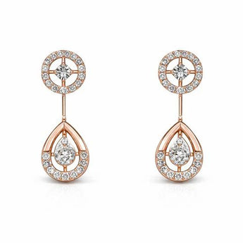  Round & Pear Cut Tiered Drop Diamond Dangle Earring