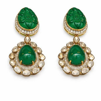 Victorian Style Ruby Polki Earrings