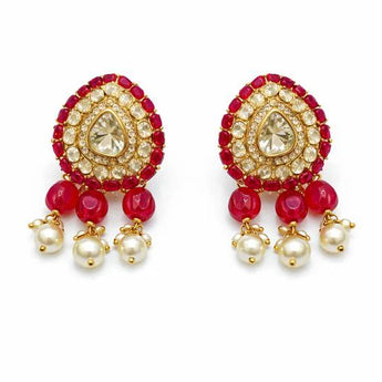 Polki Diamond Studs with Pearl Drop Earrings 