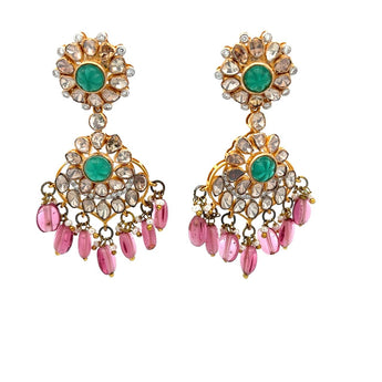 Elegant Dimaond  Floral Polki Earrings