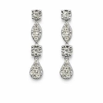 Diamond Drop Earrings in White Gold | Elegant Bridal Jewelry