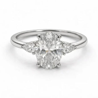 1.63 Ct Oval Lab-Grown Diamond Solitaire Ring with Side Stones