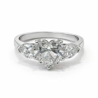 3 Carat Heart Diamond Ring with Pear Side Accents