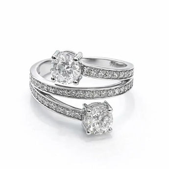 Modern 1.44 Carat Dual Solitaire Diamond Open Ring in white gold
