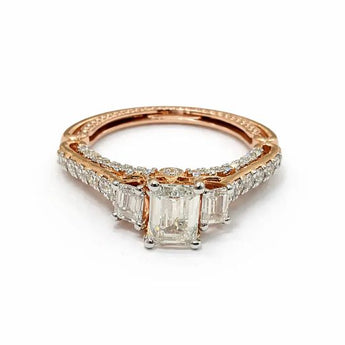 1.020 Carat Emerald Cut Diamond Ring in Rose Gold