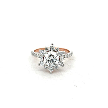 1.68 Carat Diamond Ring with Round Center and Side Stones