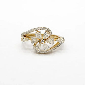 1.03 Carat Diamond Floral Bypass Ring in 14K Gold