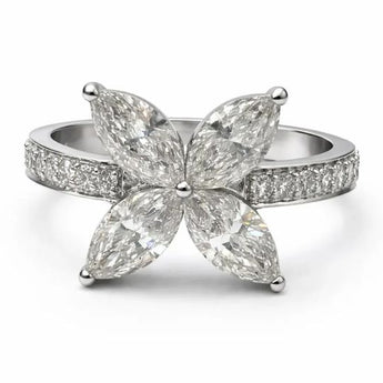 1.44 Carat Flower-Shaped Diamond Ring in White Gold