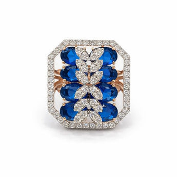 1.39 Carat Lab-Grown Diamond Blue Stone Statement Ring