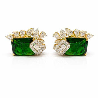 Traditional Polki Diamond & Emerald Teardrop Dangle Earrings