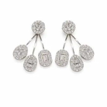 Multi-Shape Diamond Chandelier Earrings with Emerald & Round Cuts