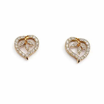 Romantic Open Heart Diamond Stud Earrings with Marquise Accents