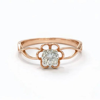 Rose Gold Floral Diamond Ring with Open Petal Design