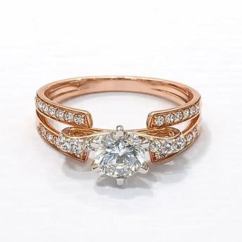 1 Carat Round Diamond Solitaire featuring Sparkling Pave Ribbon Design