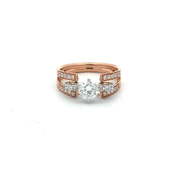 Elegant Round Diamond Ring with Criss Cross Ring