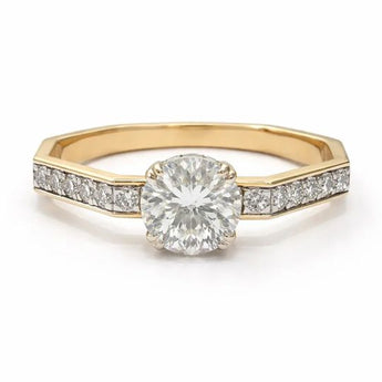 Signature Diamond Solitaire Ring with Geometric Styling