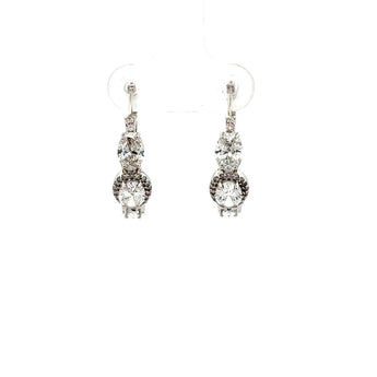Elegant Oval and Round Cut Diamond Drop Earrings in White Gold