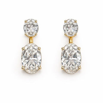 Double Oval Diamond Drop Earrings
