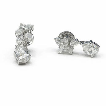 Dainty Marquise and Pear Shape Diamond Starry Drop Earrings