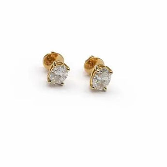 Classic Oval Solitaire Diamond Studs in 14KT Yellow Gold