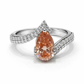 1.57 Carat Pear Champagne Diamond Ring with Diamond Accents
