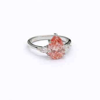 2.77 Carat Pear Cut Pink Lab Grown Diamond Ring