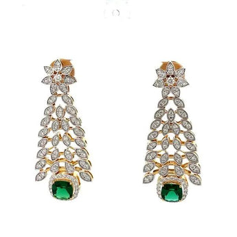 Diamond & Emerald Drop Earrings in Gold