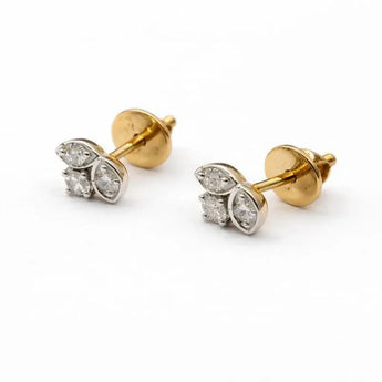 14K Dual-Tone Gold Floral Diamond Studs (0.30 Cts)