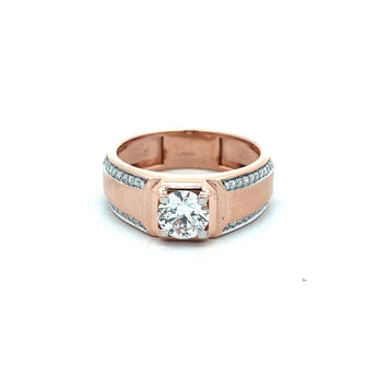 Men's 1 Carat Diamond Statement Ring with Pave Accent Borders