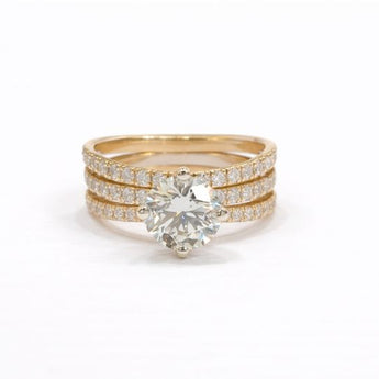 3.33 Carat Round Brilliant Cut Lab-Grown Diamond Triple Band Ring