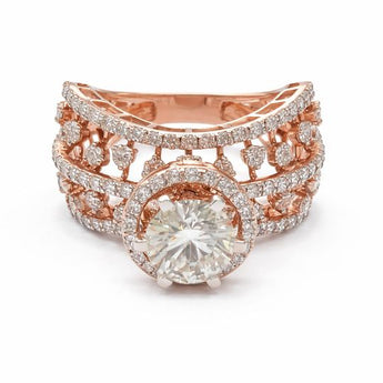 Elegant 2.72 Carat Diamond Halo Ring in Rose Gold