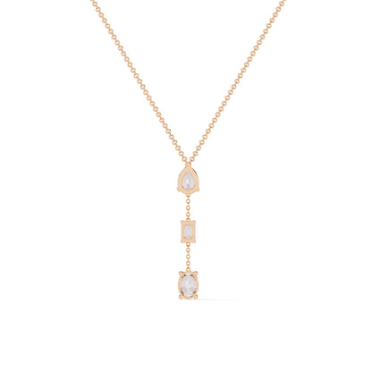 Y-Necklace with Pear, Baguette, and Oval Gemstones