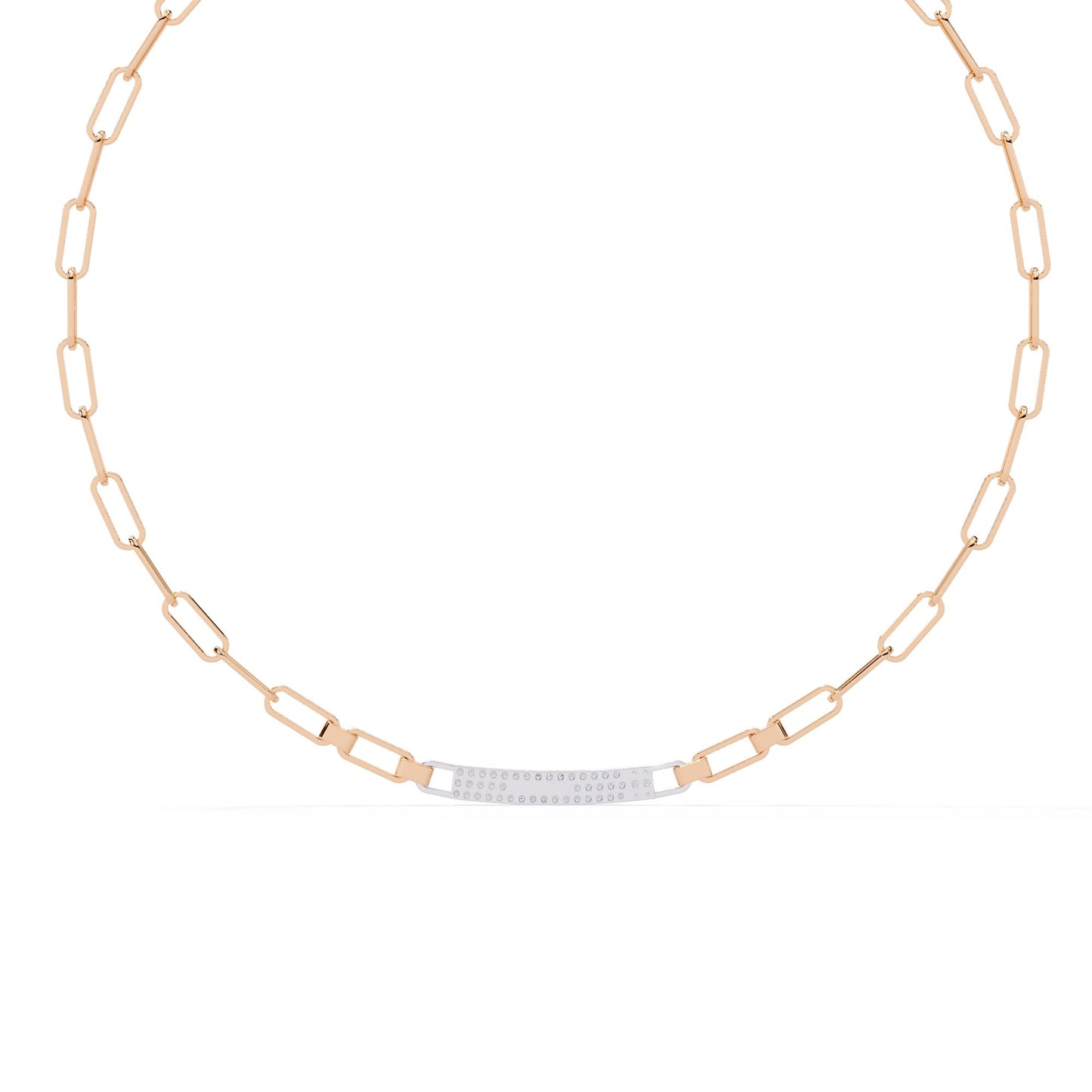 Paperclip Chain Necklace with Diamond Bar