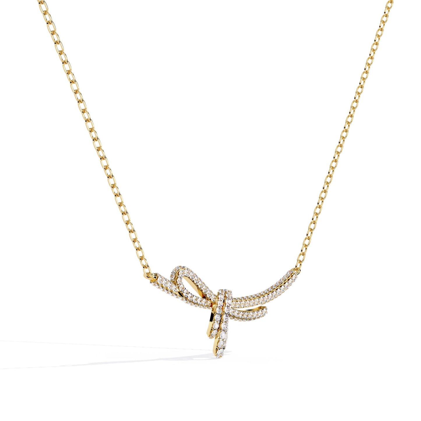 Pave Diamond Bow Knot Pendant Necklace