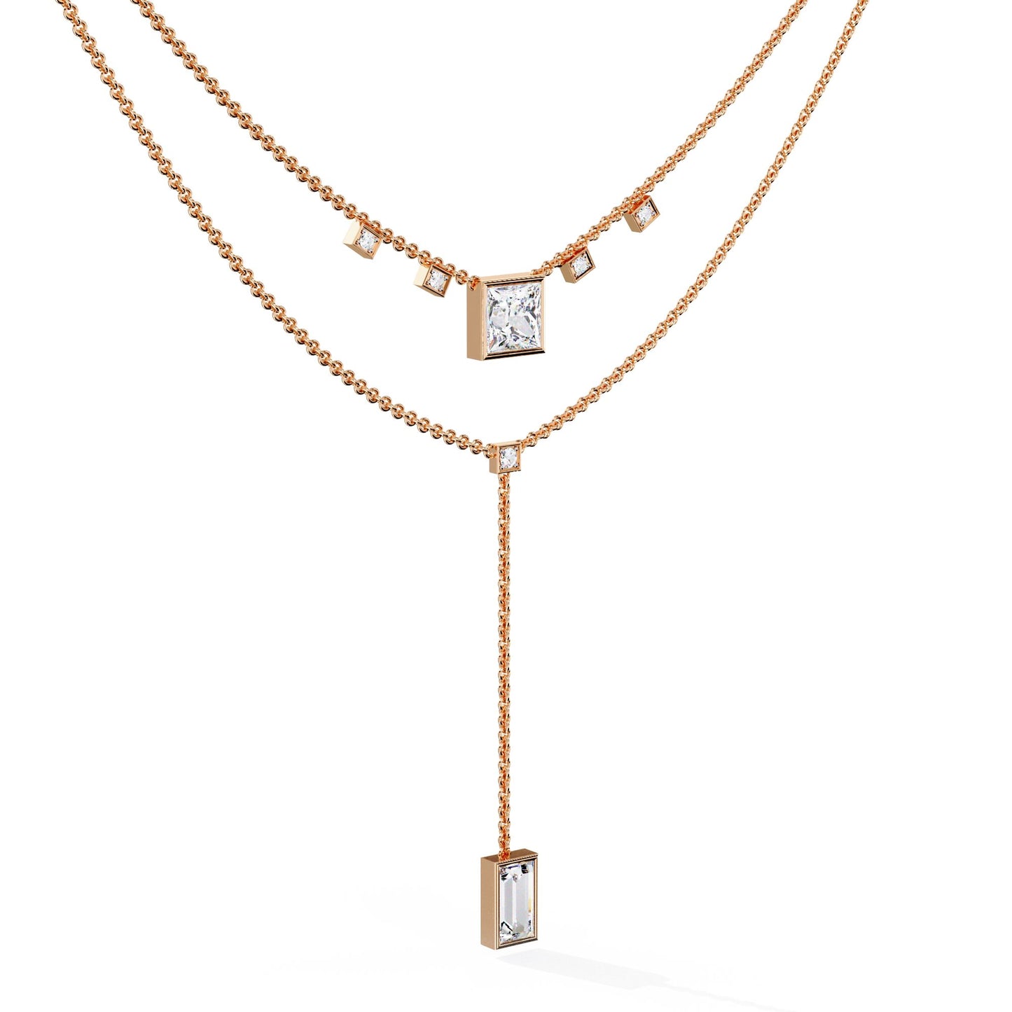 Necklace with Princess and Baguette Diamond Accents