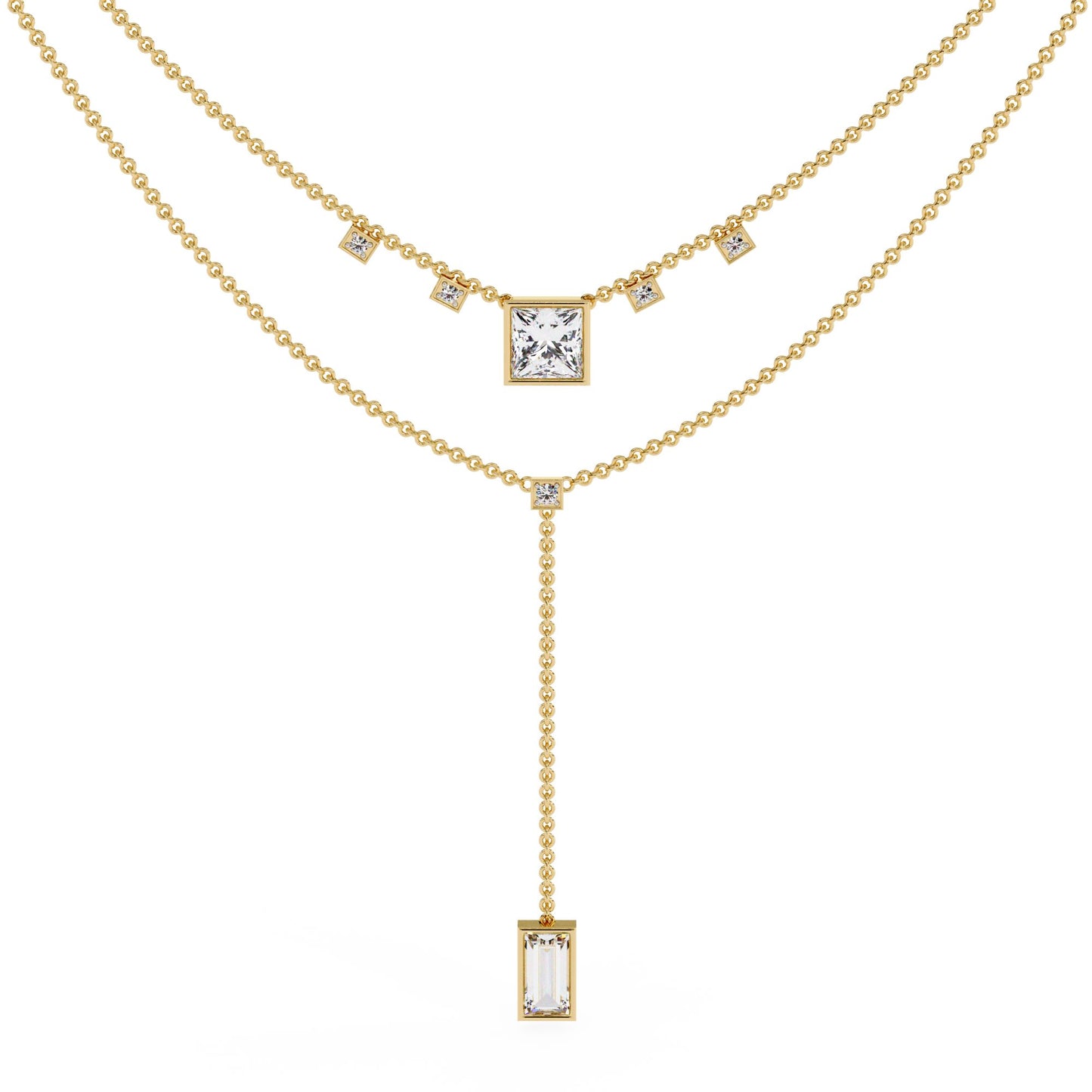 Necklace with Princess and Baguette Diamond Accents