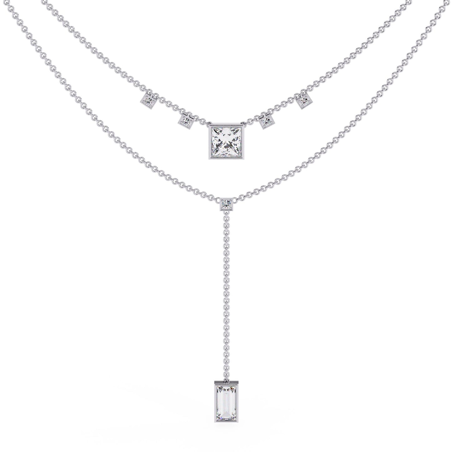 Necklace with Princess and Baguette Diamond Accents