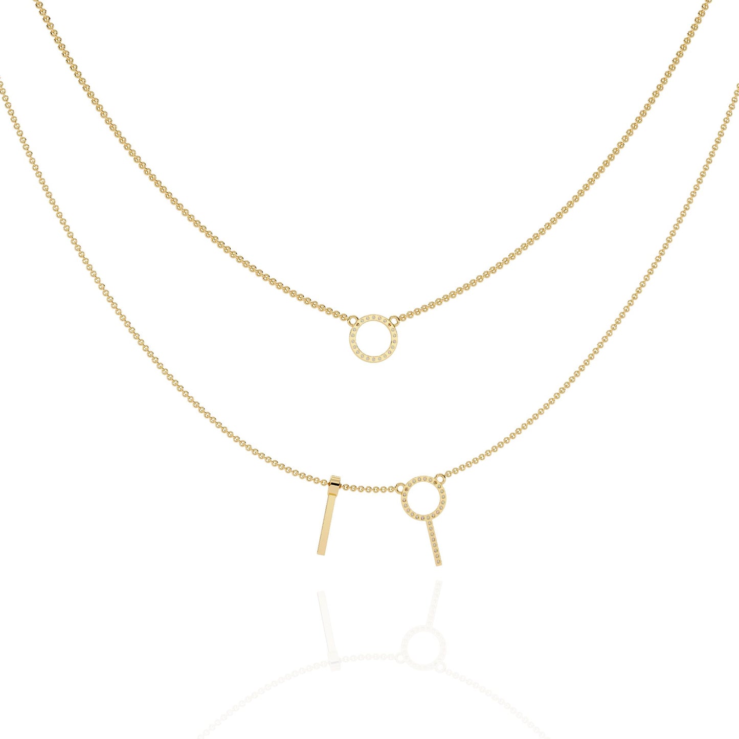 Double Circle and Bar Necklace