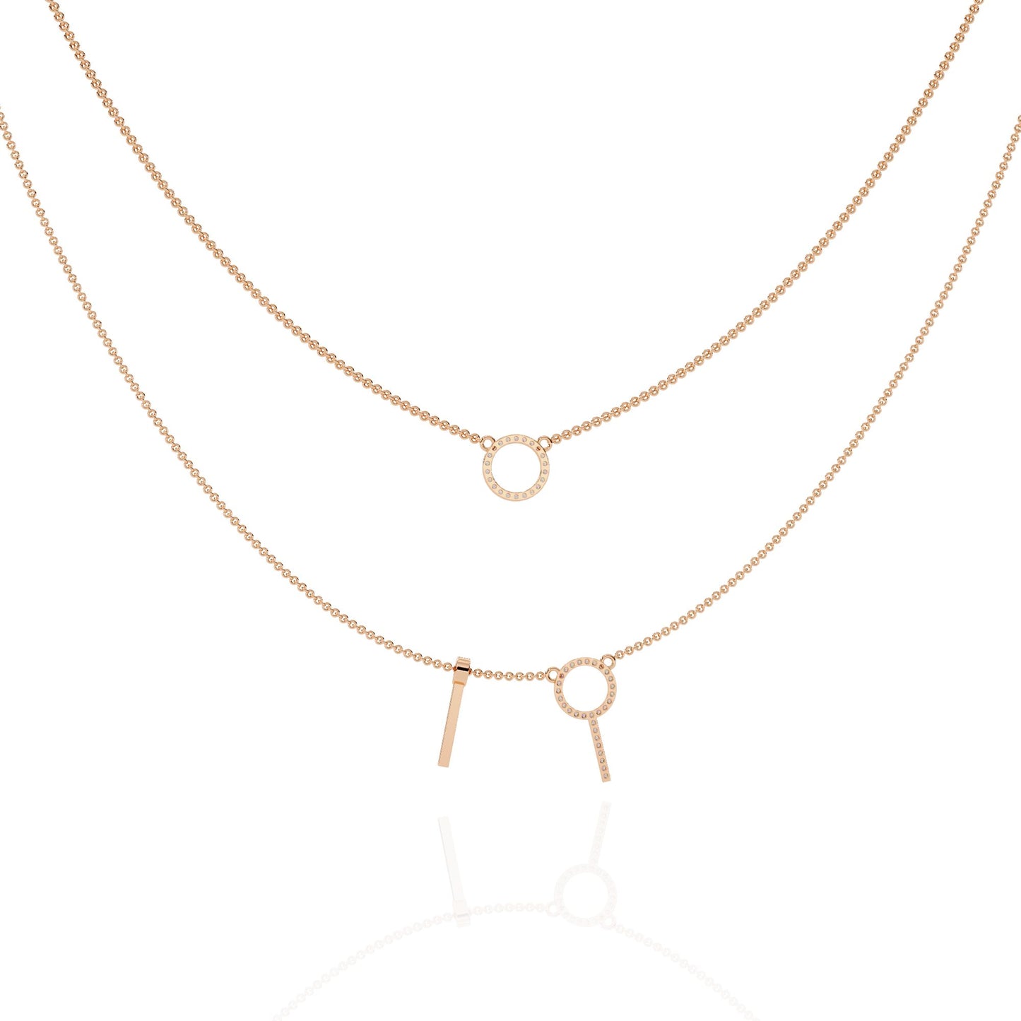 Double Circle and Bar Necklace