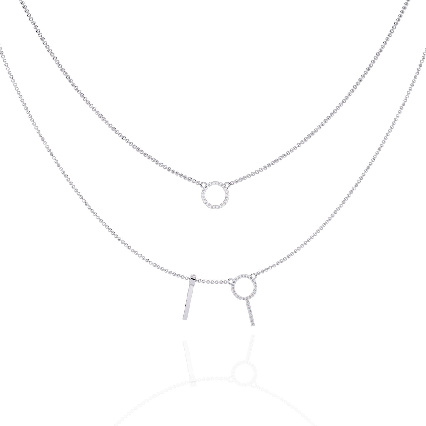 Double Circle and Bar Necklace