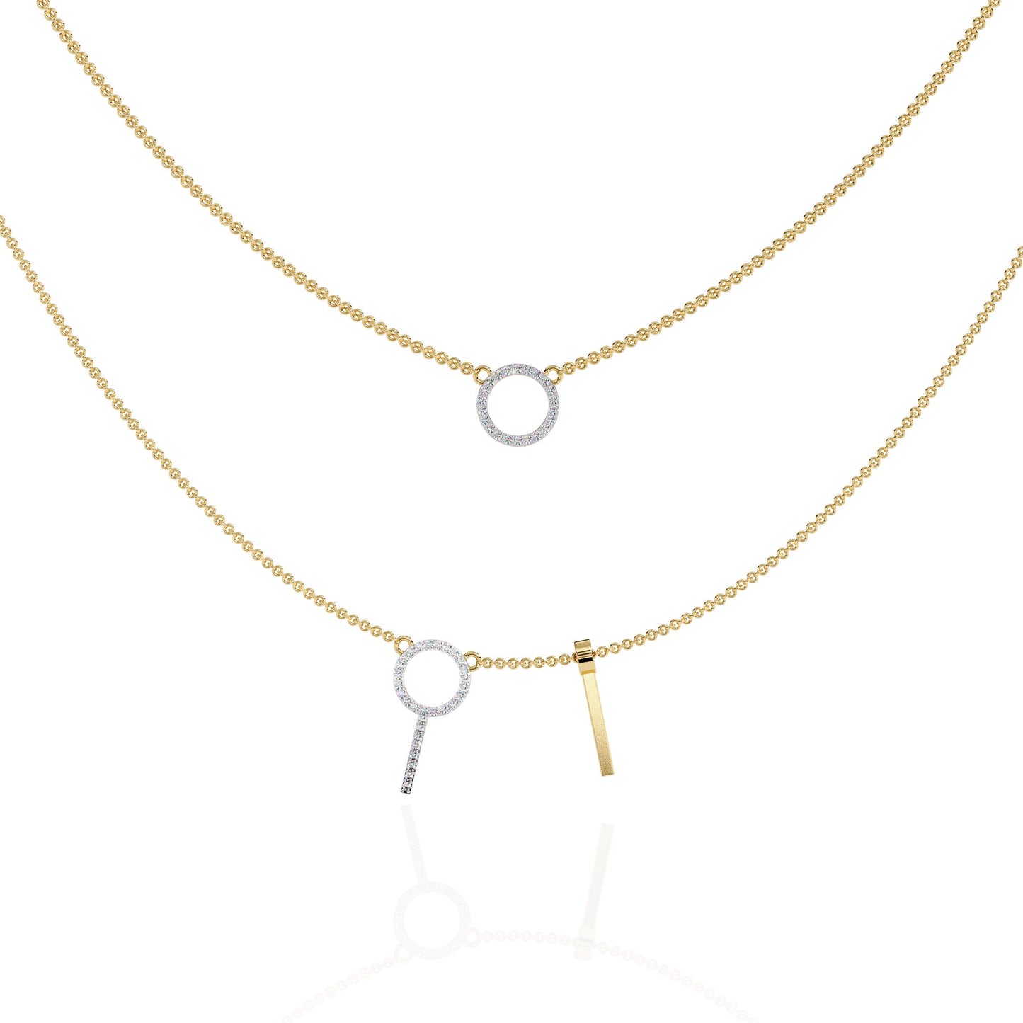 Double Circle and Bar Necklace