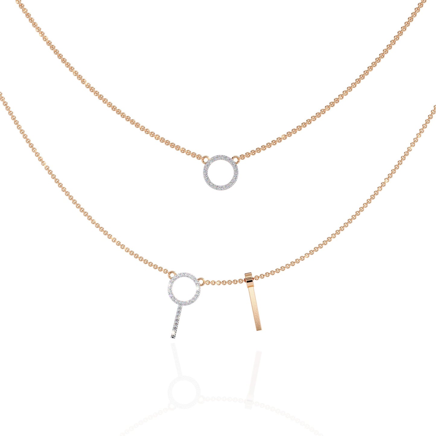 Double Circle and Bar Necklace