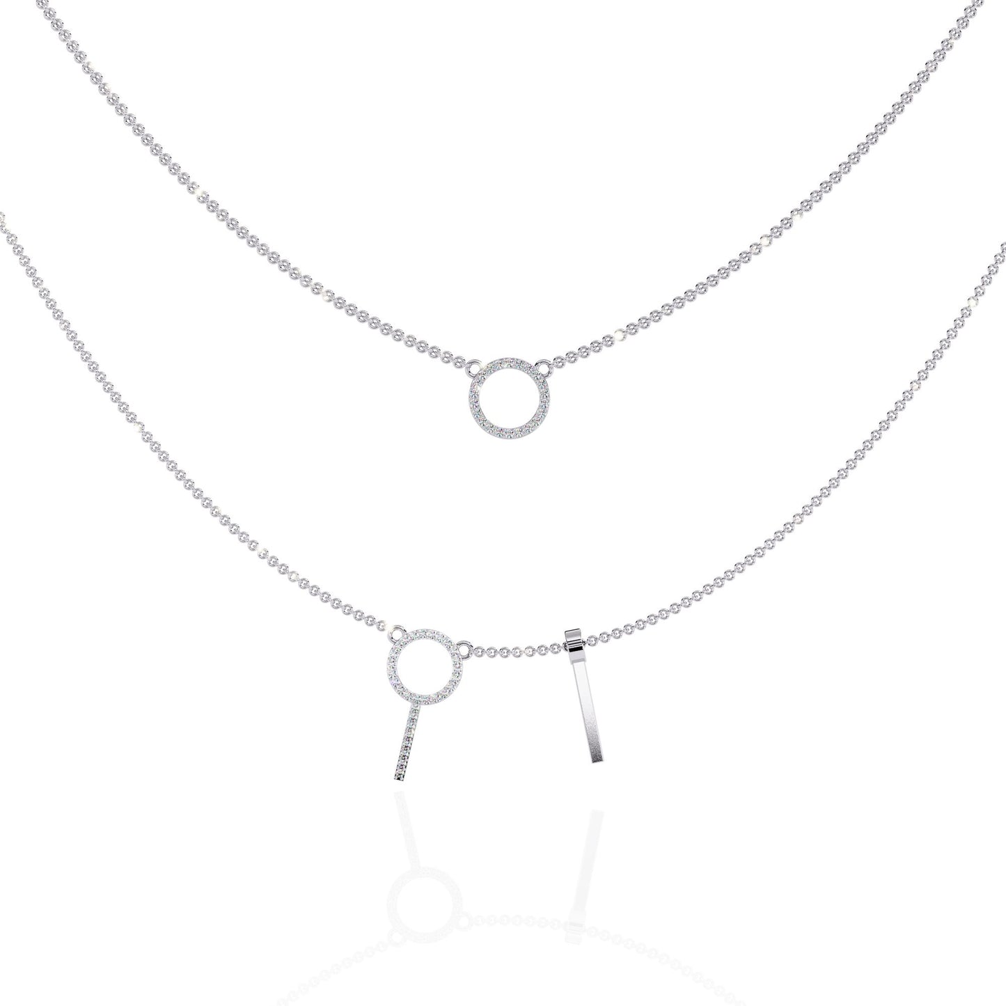 Double Circle and Bar Necklace