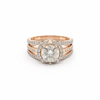 2.86ct Diamond Statement Ring with Triple Shank and Halo Detail