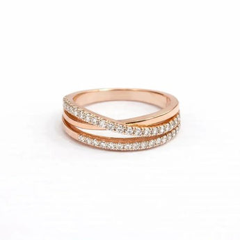 Multi-Row Diamond Criss-Cross Ring in 14Kt Rose Gold