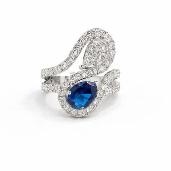 1.61 Carat Lab-Grown Diamond Blue Swirl Statement Ring
