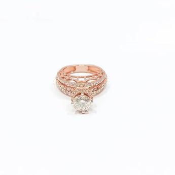 2 Carat Round Brilliant Diamond Engagement Ring with Wide Pave Shank