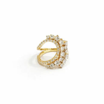 1 Carat Round Brilliant Diamond Bypass Ring with Cascading Halo