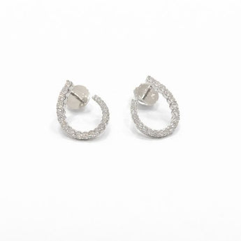 Elegant Diamond Open C-Hoop Stud Earrings